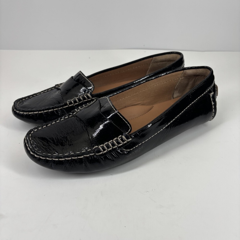Clarks Dunbar Granby Women's US 8M Black Patent Leather Slip-On Loafers 66618